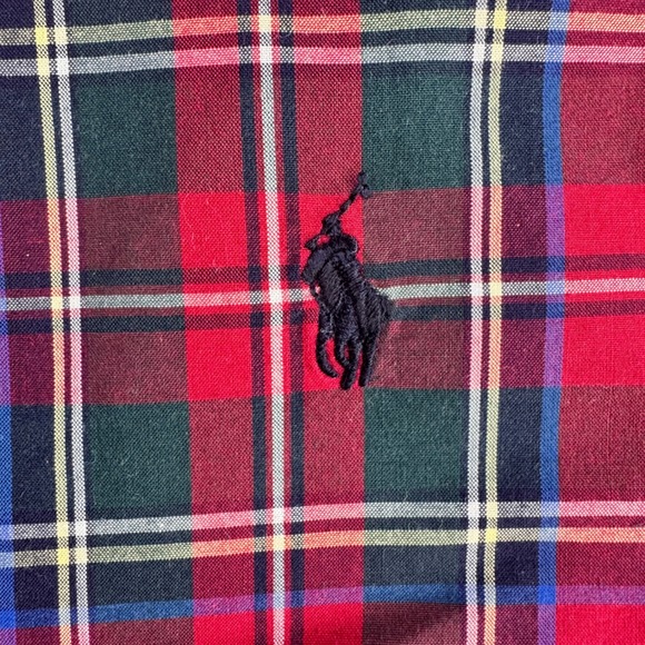 Ralph Lauren Button Down Shirt Kids XL 18-20 Red Tartan Plaid Long Sleeve Pony - Picture 3 of 6